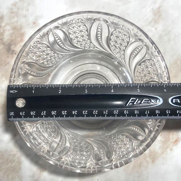 EAPG Antique McKee Brothers Doric Glass Comport Footed Bowl Feather 3 x 6" 1896 - Picture 5 of 8